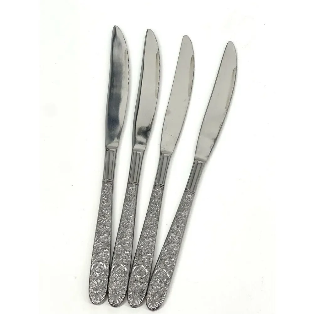 Stanley Roberts SRB180 Dinner Knife 8 1/2” Floral Stainless Taiwan Set Of 4